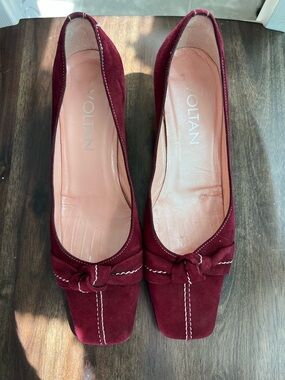 Vintage Voltan Italy Burgundy Suede Pumps Sz 40 (US 9-9.5) Office Siren